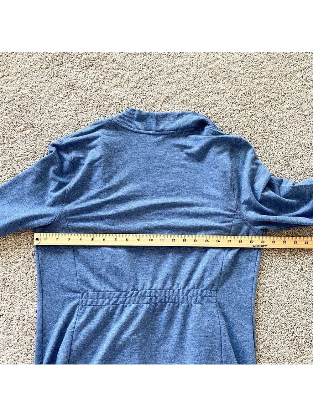 T by Talbots Heather Blue Open Front Cardigan Pockets Size L - Picture 7 of 9